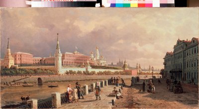 Widok Kremla z Nabrzeża Sofijskiego w Moskwie - Obraz Piotra Pietrowicza Wierieszczagina (Piotr Wierieszczagin) (1836-1886), olej na płótnie autorstwa Pjotr ​​​​Petrowitsch Wereschtschagin