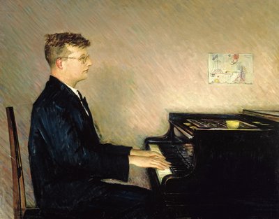 Portret Dymitra Szostakowicza (1906-75) 1947 (olej na płótnie) autorstwa Pyotr Vladimirovich Willyams