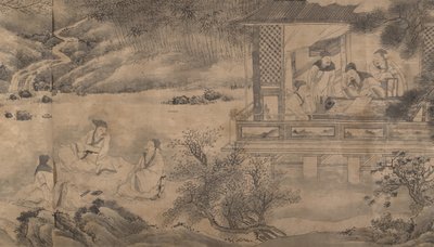 Spotkanie Poetów w Pawilonie Orchidei, dat. 1607. autorstwa Qian Gong