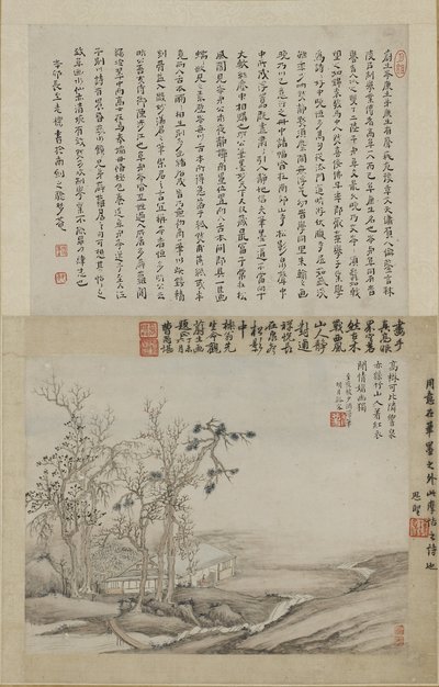 Uczony w swoim Mountain Studio (tusz i kolor na papierze) autorstwa Qing Dynasty Chinese School