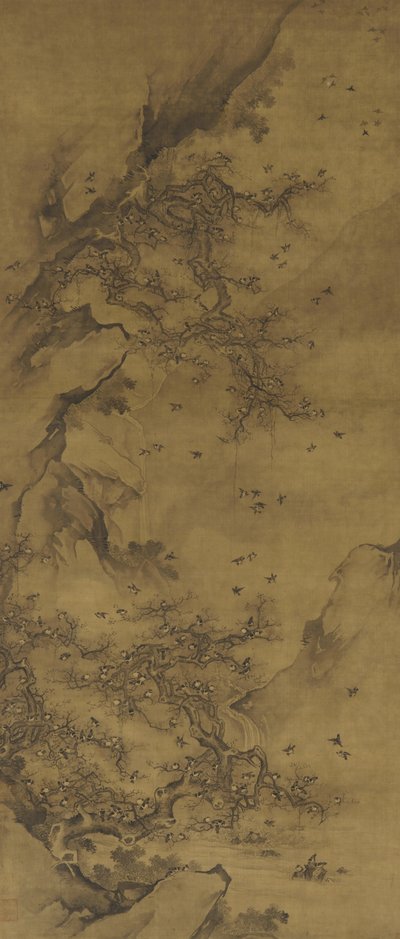 Ptaki siadające przy klifie, koniec XVII-XVIII w. autorstwa Qing Dynasty Chinese School