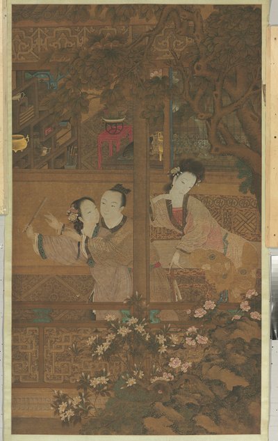 Sen o Czerwonej Komnacie (wiszący zwój, atrament i kolor na jedwabiu) autorstwa Qing Dynasty Chinese School