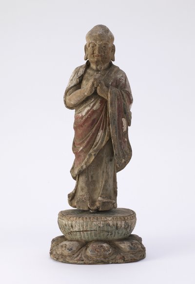 Figura mnicha Ka-yeh (Kasyapa) (drewno i zaprawa) autorstwa Qing Dynasty Chinese School