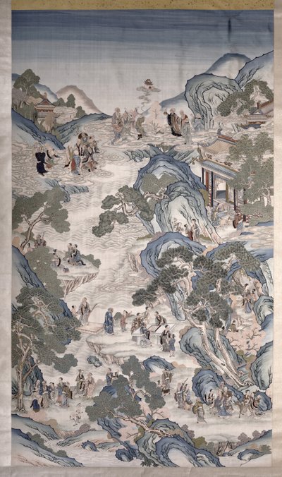 Spotkania Grup Nieśmiertelnych, ok. 1800 r. (tekstylia) autorstwa Qing Dynasty Chinese School