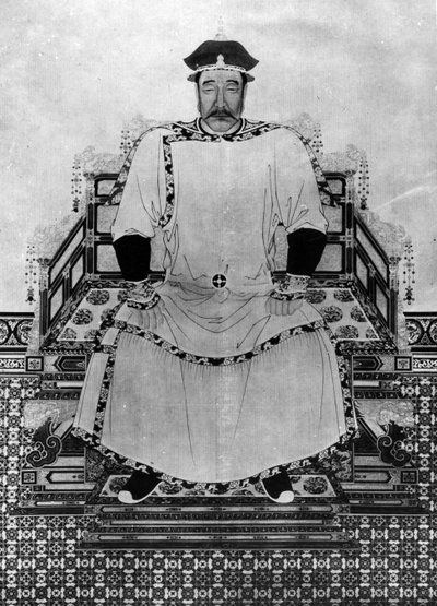 Portret Hong Taiji (atrament na papierze) autorstwa Qing Dynasty Chinese School