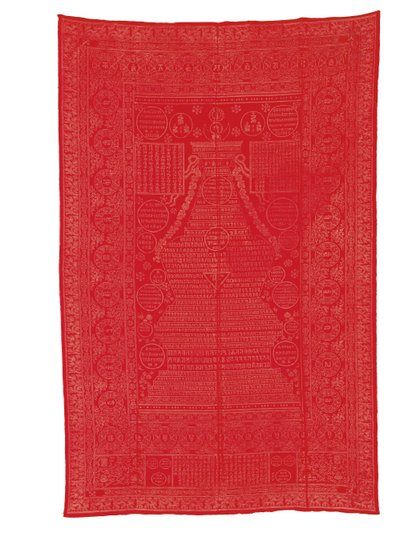 Pokrycie z czerwonego jedwabiu brokatowego, późna dynastia Qing autorstwa Qing Dynasty Chinese School