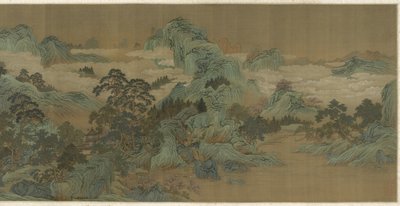 Krajobraz rzeczny w kolorze niebieskim i zielonym, XVII-XVIII w. autorstwa Qing Dynasty Chinese School