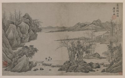 Riverscape i zbieracze drewna (tusz na papierze) autorstwa Qing Dynasty Chinese School