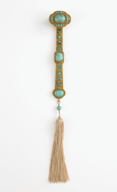 Berło Ruyi, panowanie Qianlong (złoto, turkus i jedwab) autorstwa Qing Dynasty Chinese School