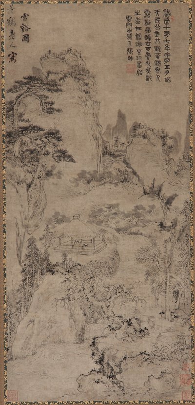 Thunder Creek (atrament na szarym papierze) autorstwa Qing Dynasty Chinese School