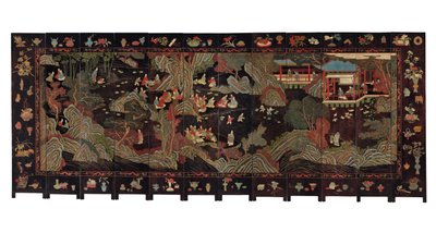 Dwunastokrotny ekran coromandel, XVIII wiek autorstwa Qing Dynasty Chinese School