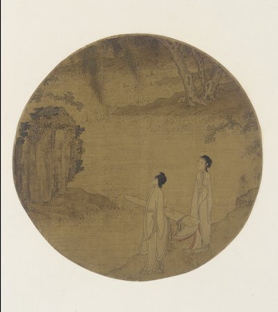 Dwie kobiety z qin (cytra) autorstwa Qing Dynasty Chinese School