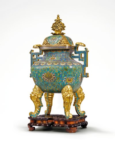 Großer kaiserlicher Cloisonné-Email-Ruyi-Handled-Censer von Qing Dynasty - Qianlong Period Chinese School