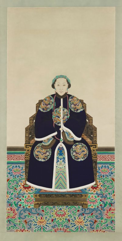Portret Lady Hejia, drugiej żony księcia Zaizhi (1839-1880) (tusz i kolor na papierze) autorstwa Qing dynasty Chinese School