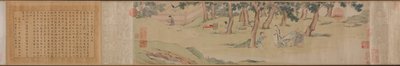Zhao Mengfu Writing the Heart (Hridaya) Sutra in Exchange for Tea autorstwa Qiu Ying
