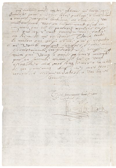 List w języku francuskim Elżbiety I z Anglii do Henryka z Nawarry, później Henryka IV z Francji, ok. 1585 autorstwa Queen Elizabeth I of England and