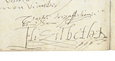 Podpis na liście Elżbiety I Anglii do Henryka IV Francji, c.1596 autorstwa Queen Elizabeth I of England and