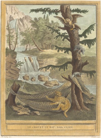 Le chat et le rat (Kot i szczur) autorstwa Quentin Pierre Chedel after Jean Baptiste Oudry
