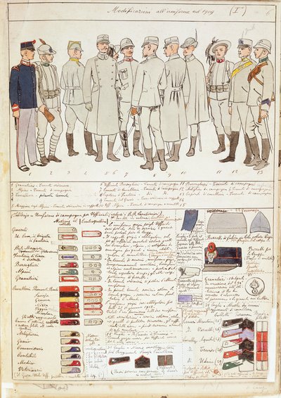 Jednolite wariacje Królestwa Włoch, kolorowa tablica autorstwa Quinto Cenni autorstwa Quinto Cenni