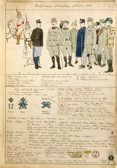 Jednolite wariacje Królestwa Włoch, kolorowa tablica autorstwa Quinto Cenni autorstwa Quinto Cenni