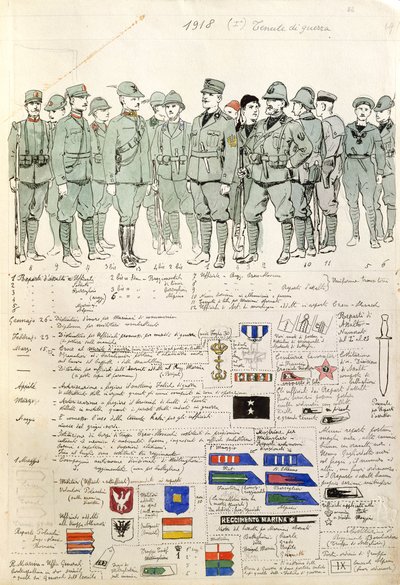 Mundury Królestwa Włoch autorstwa Quinto Cenni, płyta kolorowa autorstwa Quinto Cenni