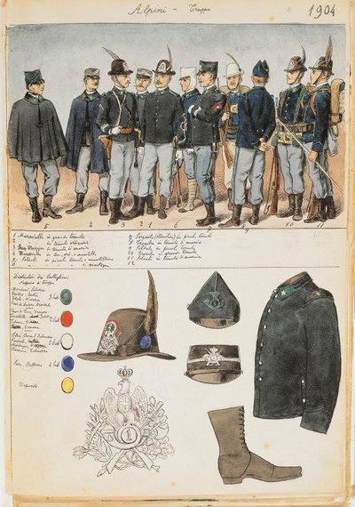 Mundury Alpejskie Królestwa Włoch, płyta kolorowa autorstwa Quinto Cenni autorstwa Quinto Cenni