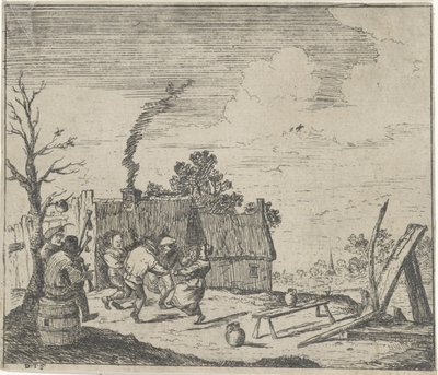 Tańczący farmerzy przy muzyce dwóch muzyków autorstwa Quirin Boel (possibly)