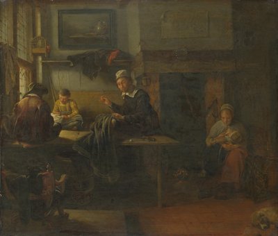 Wnętrze warsztatu krawieckiego, ok. godz. 1660 autorstwa Quiringh Van Brekelenkam