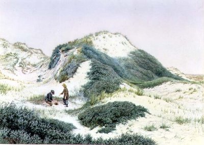 Wśród sandhills w Hightown 1885 (akwarela) autorstwa R.H. Rutherford