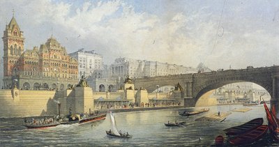 „Thames Embankment – molo do lądowania łodzi parowych w Waterloo”, Londyn, 1864 r. autorstwa RM Bryson