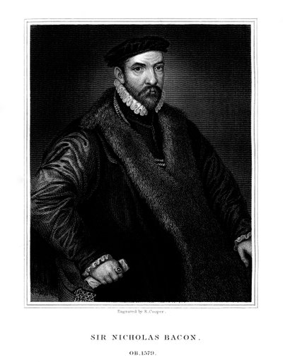 Sir Nicholas Bacon, angielski polityk, 1826. autorstwa R. Cooper