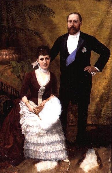 Król Edward VII (1841-1910) i jego żona Królowa Aleksandra (1844-1925) 1887 (olej na płótnie) autorstwa R. Forester