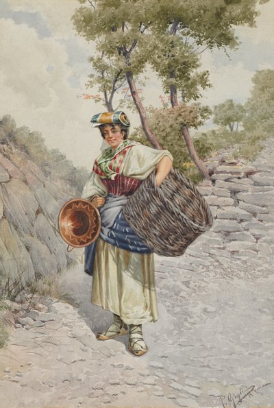 Wieśniaczka na kamienistej drodze autorstwa R. Gigli