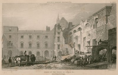 Ruiny Izby Lordów, Westminster autorstwa R. W. Billings