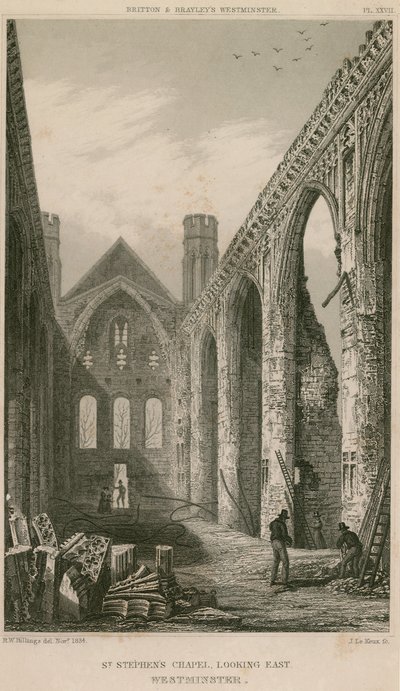 Kaplica św Szczepana, Westminster, Londyn, patrząc na wschód autorstwa R. W. Billings
