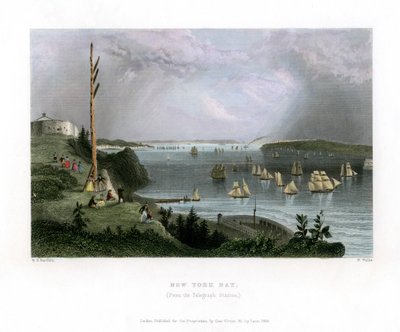 Zatoka Nowojorska widziana ze stacji Telegraph, USA, 1838. autorstwa R. Wallis