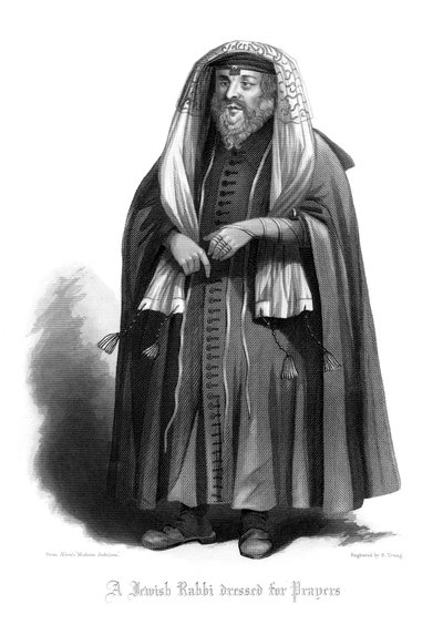 Żydowski rabin ubrany do modlitwy. autorstwa R. Young