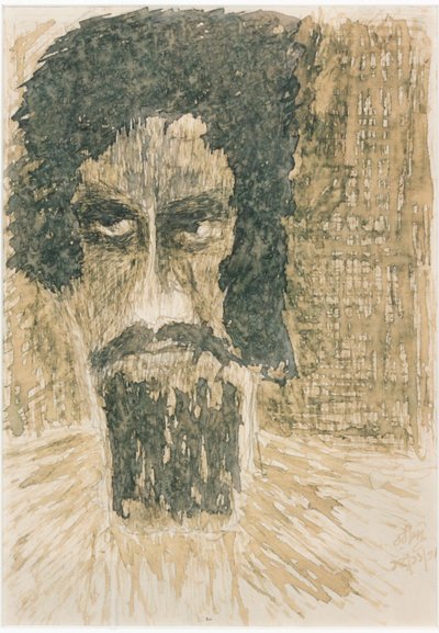Głowa (tusz na papierze) autorstwa Rabindranath Tagore