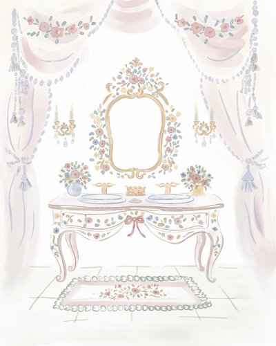Elegancka toaletka w kwiatowe wzory autorstwa Radhika Modi