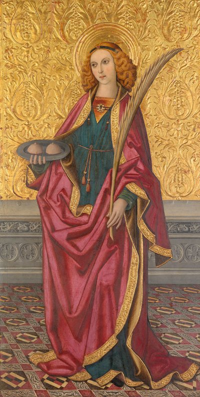 Święta Agata, ok. 1500 (olej i złoto na panelu) autorstwa Rafael Vergós