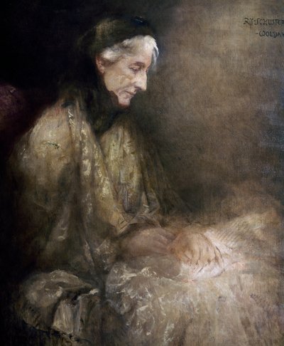 Portret Cosimy Wagner (1838 - 1930), córki Franciszka Liszta, żony Ryszarda Wagnera (olej na płótnie) autorstwa Raffael Woldan Schuster