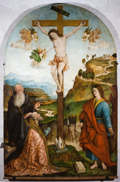 Ukrzyżowanie, ok. 1528 (tempera na panelu) autorstwa Raffaele De (fl.1514 1573) Pancalino