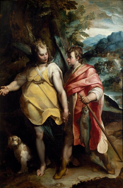 Tobiasz i Anioł, Raffaellino da Reggio (1550-1578) autorstwa Raffaellino da Reggio (c.1550 78)