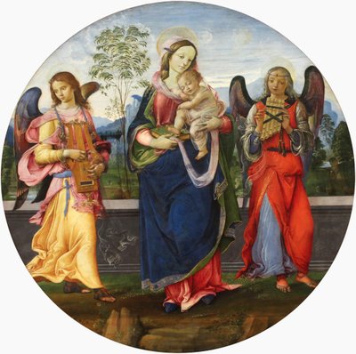 Madonna z Dzieciątkiem i dwa anioły grające muzykę autorstwa Raffaellino del Garbo