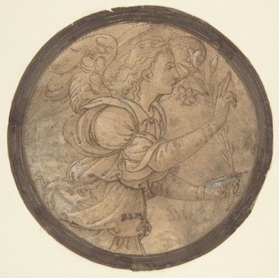 Anioł Zwiastowania Karykatura do haftu, 1466-1524. autorstwa Raffaellino del Garbo