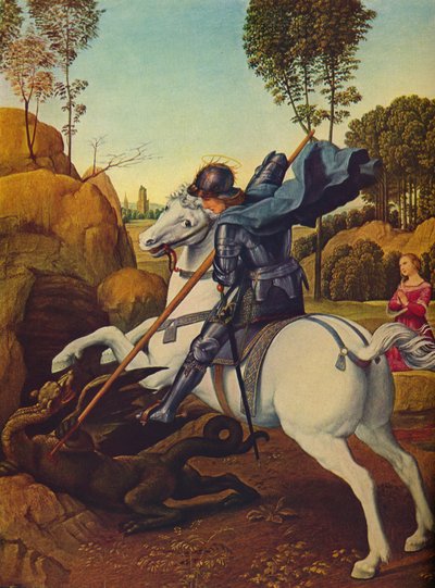 Święty Jerzy i Smok, ok. 1505 autorstwa Raffaello Sanzio Raphael