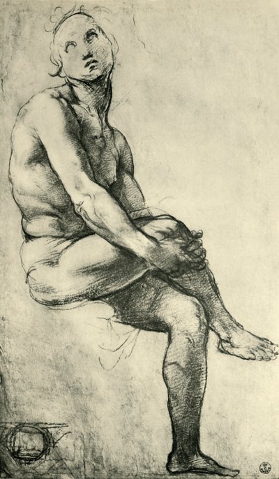 Siedzący mężczyzna nago, 1509-1511, 1943. autorstwa Raffaello Sanzio Raphael