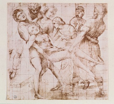 Studium do „Zkopania” w Galerii Borghese w Rzymie (pióro i atrament) (patrz także 62308) autorstwa Raffaello Sanzio Raphael