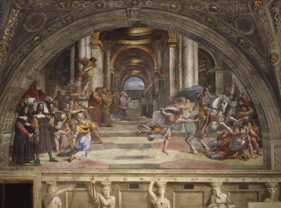 Wypędzenie Heliodora ze świątyni, Stanza di Eliodoro, 1511-12 autorstwa Raffaello Sanzio Raphael