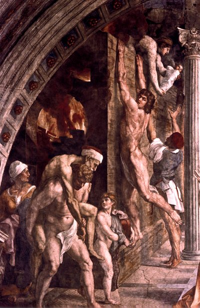 Ogień w detalu Borgo, 1514 autorstwa Raffaello Sanzio Raphael